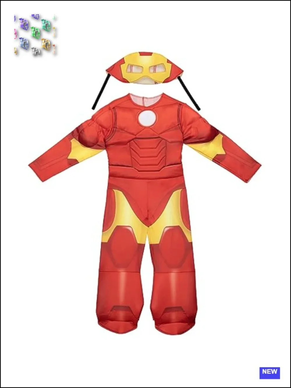 Marvel Iron Man Toddler Deluxe Costume 3T-4T Padded Jumpsuit with Mask Halloween